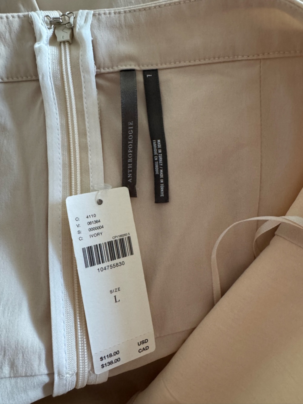 NWT MAEVE Fit-and-Flare Strapless Top Ivory Size Large - Picture 9 of 9